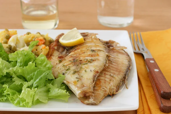 Ikan goreng dengan salad — Stok Foto