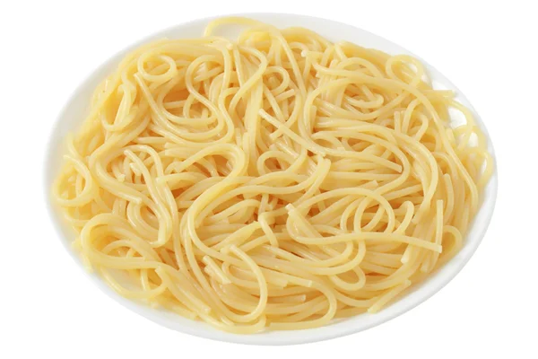 Spaghetti sur la plaque blanche — Photo