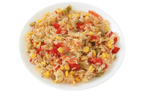 Rice with vegetables on the plate — Stock Photo, Image