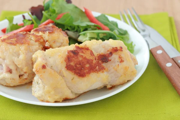 stock image Turkey rolls with salad