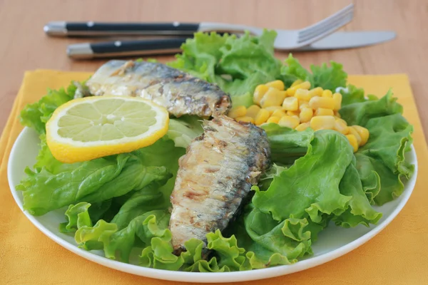 Salad with fish — Stock Photo, Image