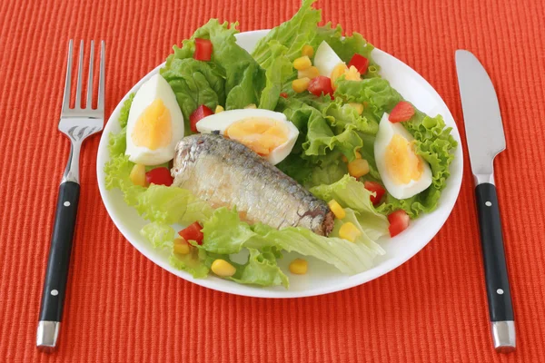 Salada com peixe — Fotografia de Stock