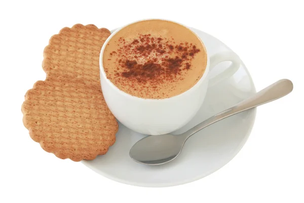 Une tasse de café avec des biscuits — Photo