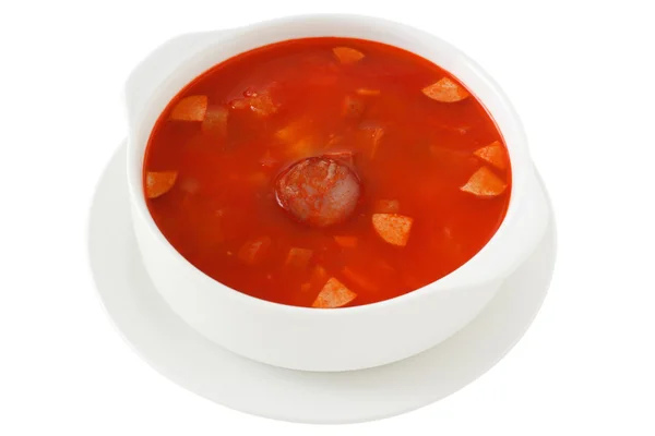 Суп з м'ясом і ковбасками — стокове фото