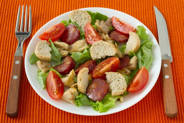 Salad with sausage — Stock Photo, Image