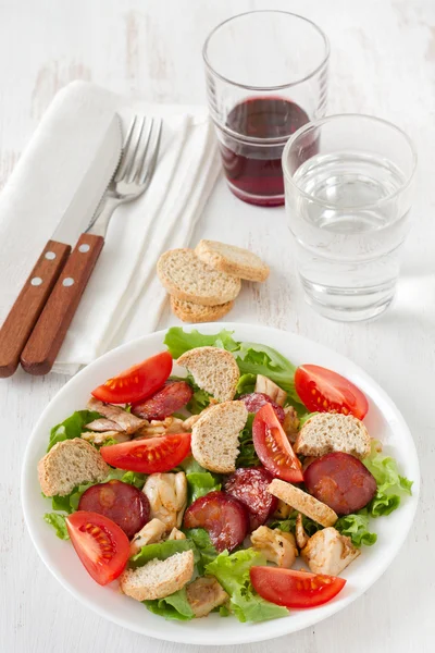 Salad with sausage — Stock Photo, Image