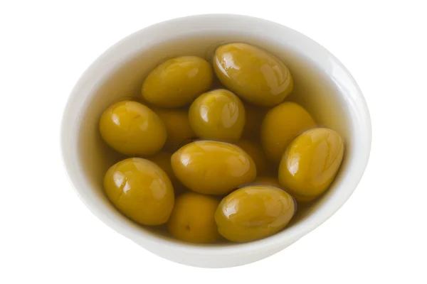 Grønne oliven i skålen – stockfoto
