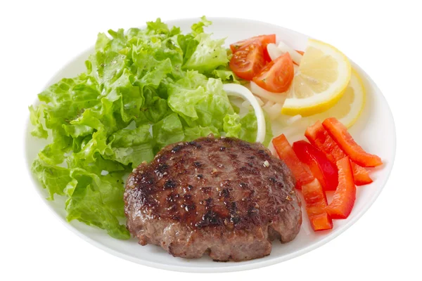 Hamburger alla griglia con insalata — Foto Stock