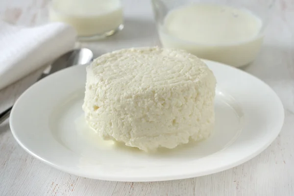 Cottage cheese on the plate — Stock Photo, Image
