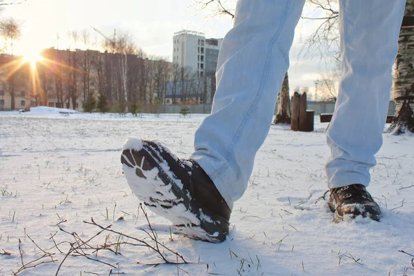 Boots in Snow — Stock Photo, Image