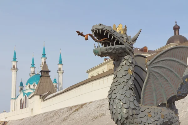 stock image The Kazan Kremlin and dragon Zilant - the symbol of the city.