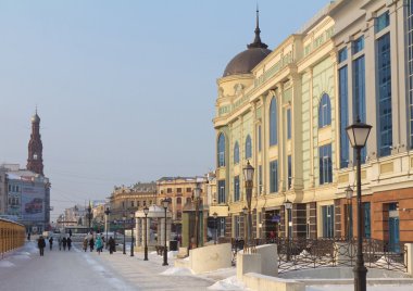 Modern Peterburgskaya street in the center of Kazan, Russia clipart