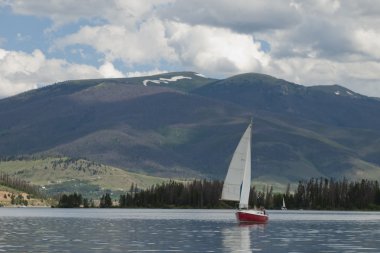 Sailboats on Mountain Lake clipart