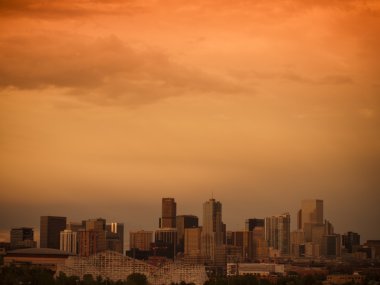 Mile High City of Denver by night clipart