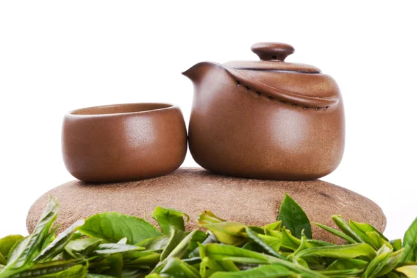 stock image Chinese tea ceremony with white background