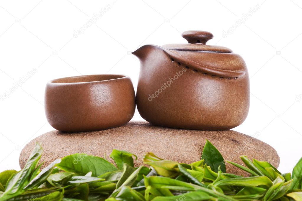 Chinese tea ceremony with white background