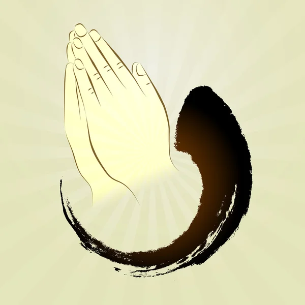 ベクトル: 手を置く手、ナマステ、禅ジェスチャー、祈り、祈り — ストックベクタ