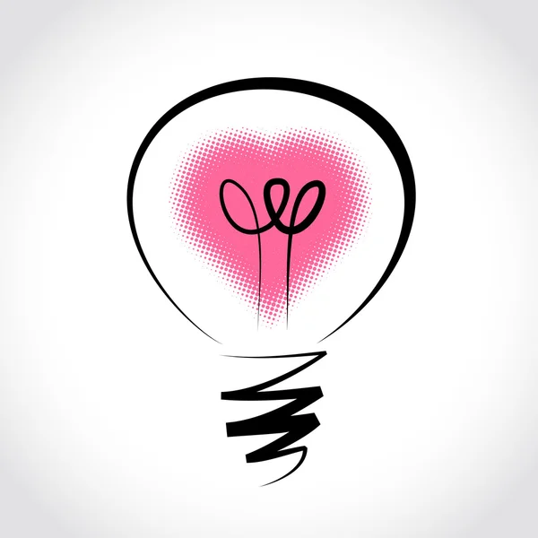Vektor lampa, symbol för hjärtat — Stock vektor