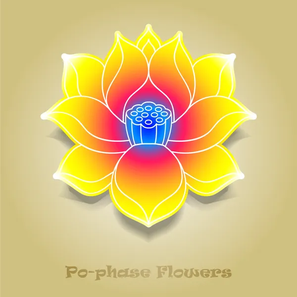 Flores po-fase virtuales chinas: loto, Paeonia suffruticosa, ch — Archivo Imágenes Vectoriales