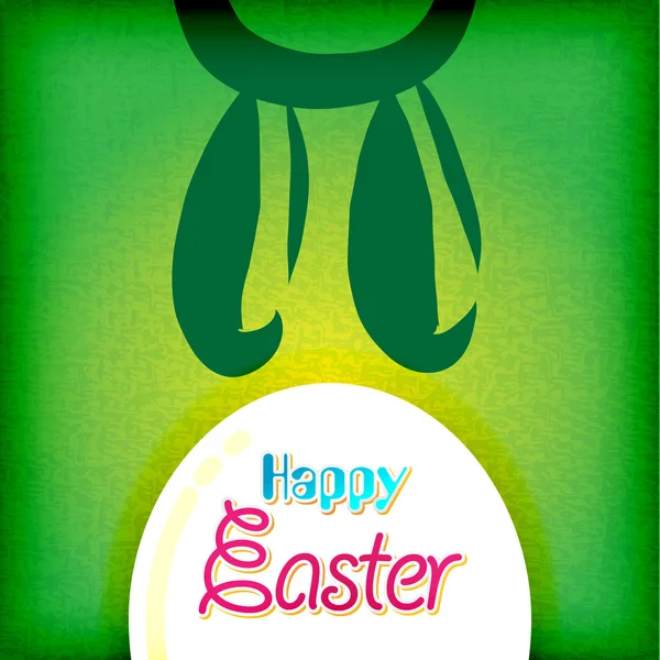 Feliz tarjeta de felicitación de Pascua, huevos de conejo — Vector de stock