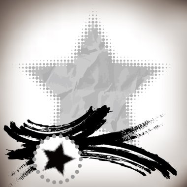 Asian abstract brushwork and five-pointed star background clipart