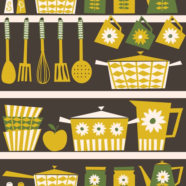 Arrière-plan de cuisine rétro — Image vectorielle
