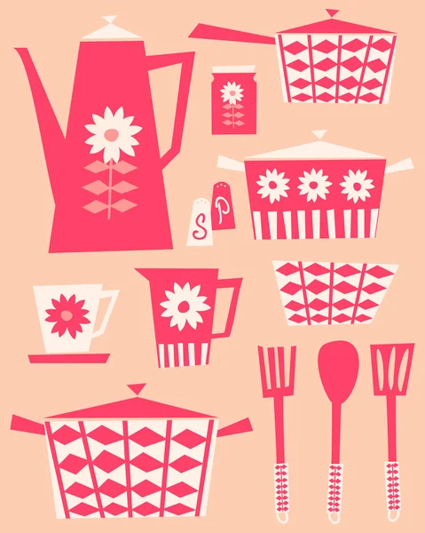 Ensemble de cuisine rétro — Image vectorielle