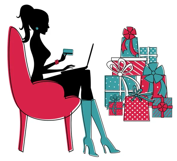Shopping pour Noël — Image vectorielle