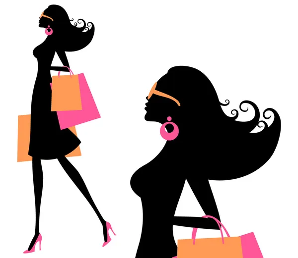 Été shopping fille — Image vectorielle