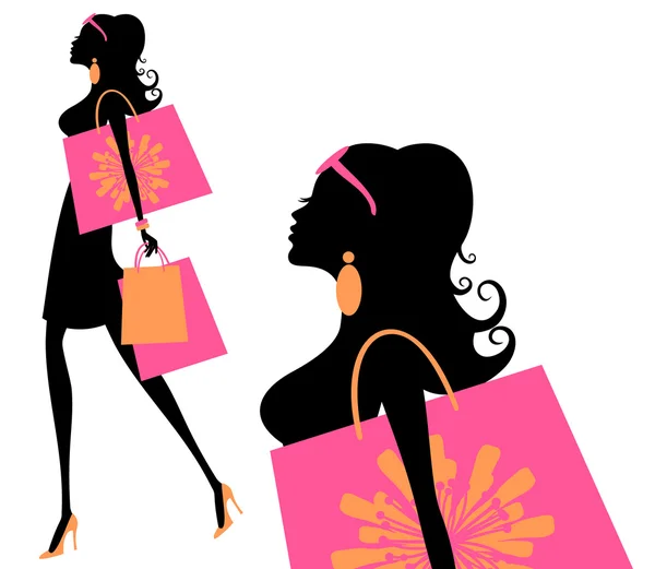 Yaz alışveriş kız — Stok Vektör