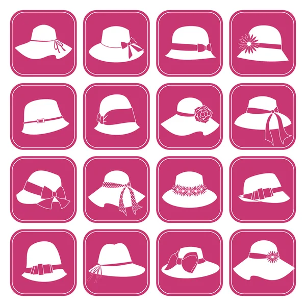 Élégantes icônes Chapeaux — Image vectorielle