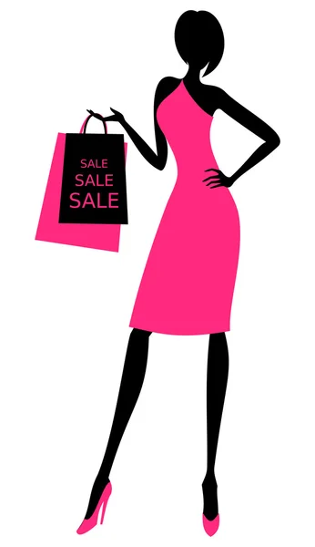 Shopping fille — Image vectorielle