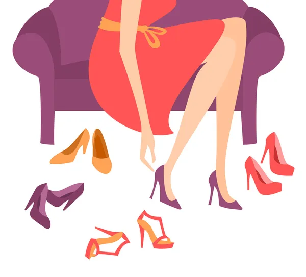 Shopping de chaussures — Image vectorielle