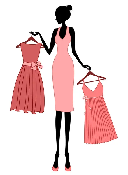 Einkaufen für ein Kleid — Stockvektor