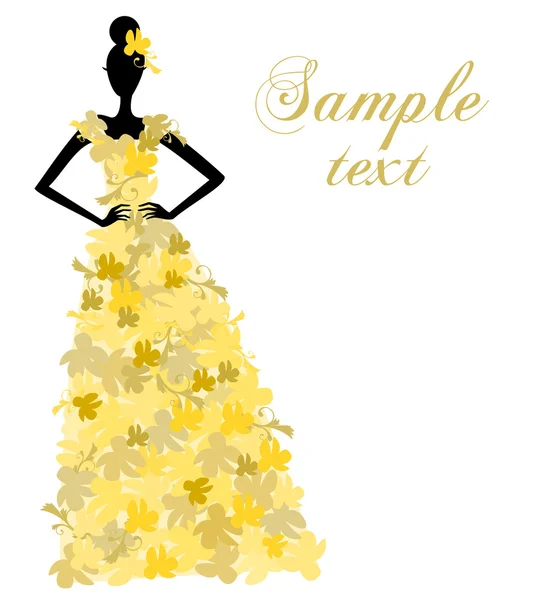 春季时装模特的黄色 — 图库矢量图片
