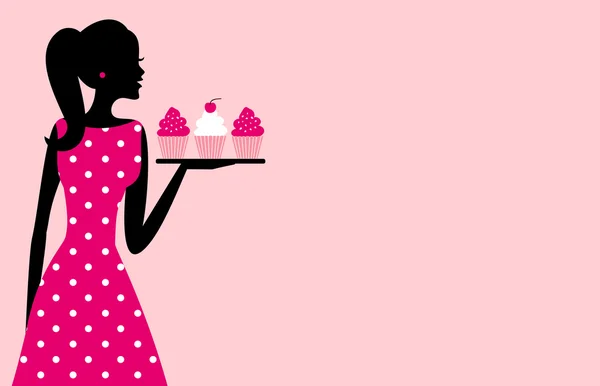 カップケーキの女の子 — ストックベクタ