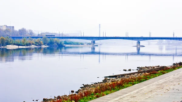 Modern bridge in Warsaw over Vistula river, Poland — Stock Photo, Image