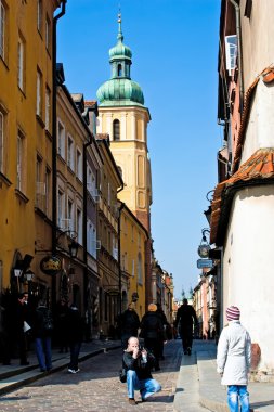 House at old town. Narrow pedestrian alley. Warsaw. Poland clipart