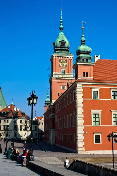 Unusual point of shooting. Royal castle in Warsaw. Poland — Stock Photo, Image