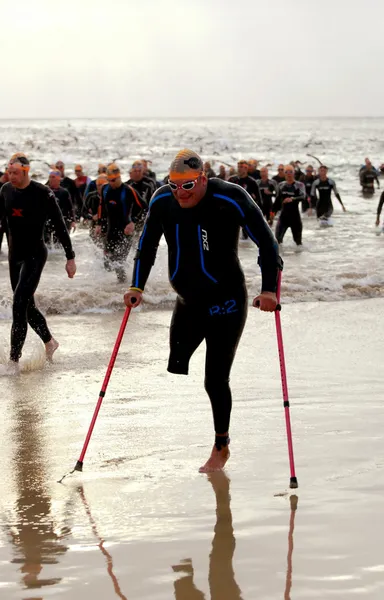 Atleta com deficiência em Ironman — Fotografia de Stock