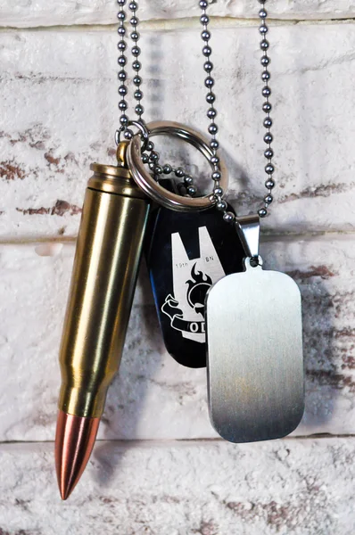 Bullet and Dog Tags — Stock Photo, Image