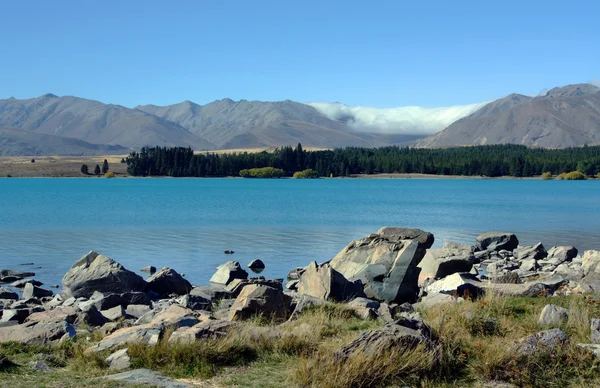 上一天的蓝色在新西兰库克山 — 图库照片