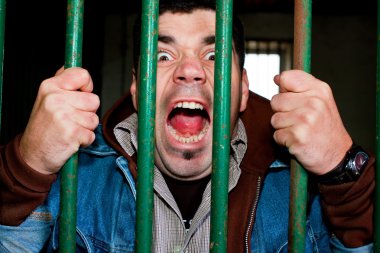 Man in a cell clipart