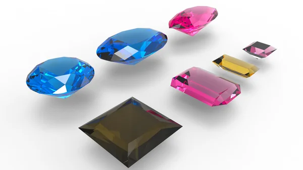 Gems over a white background — Stock Photo, Image
