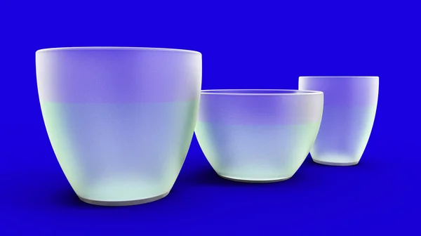 Três vasos vazios de vidro, isolados — Fotografia de Stock