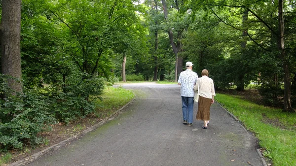Seniorpar i parken – stockfoto