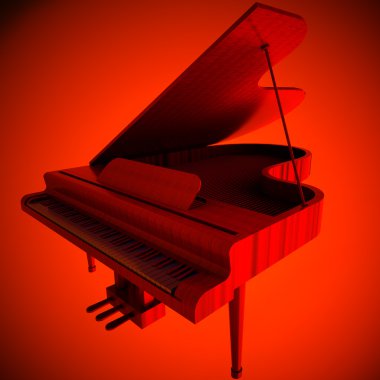 Red grand piano clipart