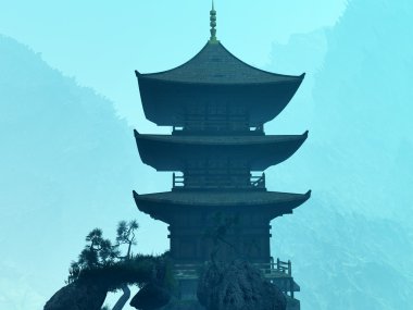 dağlarda Zen Budist tapınağı
