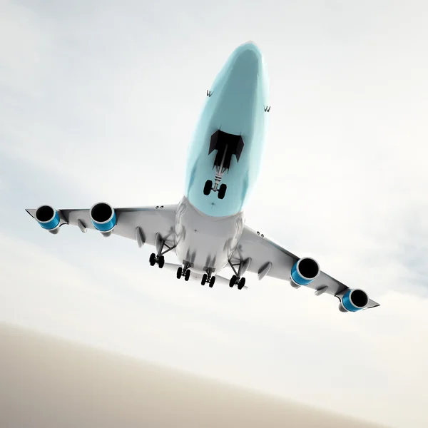 Взлет большого пассажирского самолета — стоковое фото