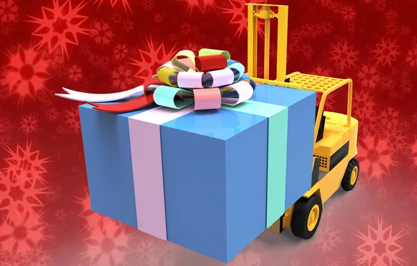 Gabelstapler mit Geschenkbox — Stockfoto